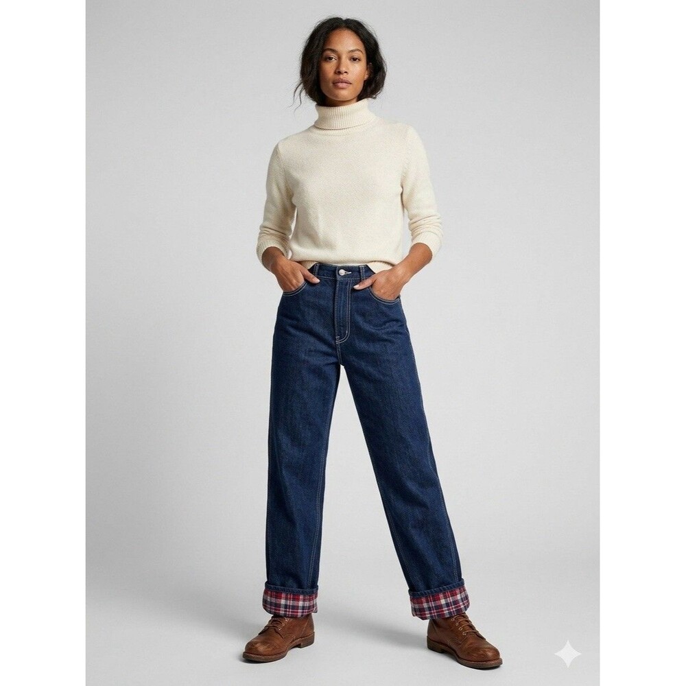 Vintage Madewell New Bedford Mass Flannel Lined Jeans High Rise Straight, 27in
